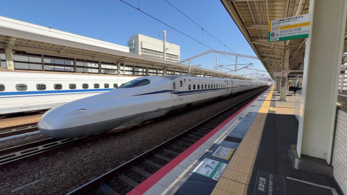 Himeji, Japan - San'yō Shinkansen Passing Himeji Station