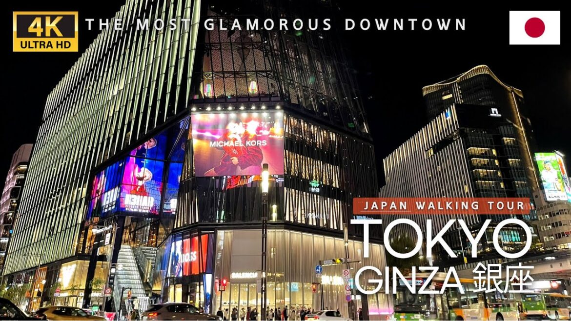 TOKYO Ginza Walk Night Tour : The Most Tokyo's Luxury Shopping Downtown  - 4K 60fps [Ultra HD]