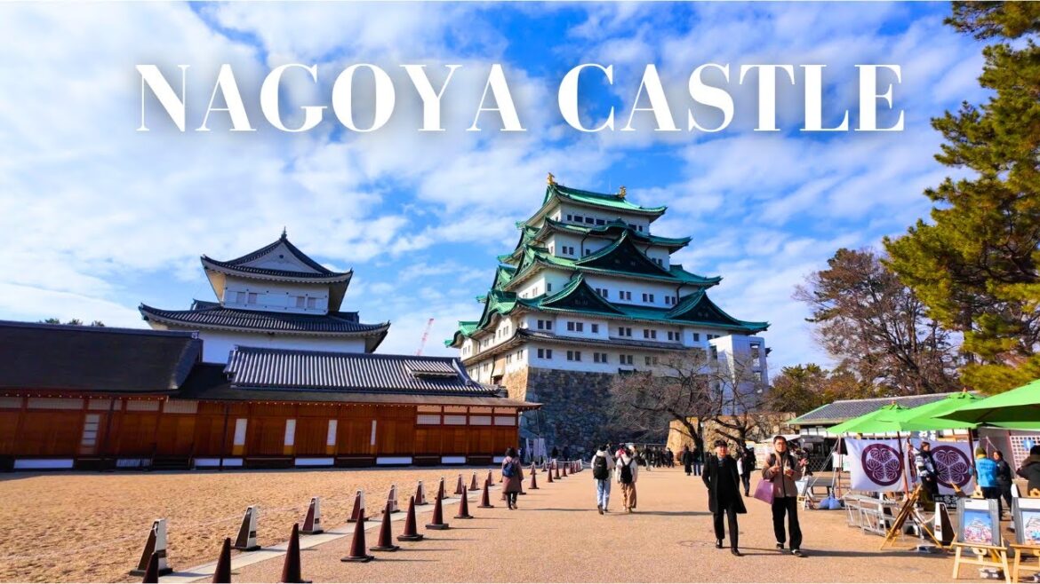 Nagoya Castle, Japan. Walking Tour. 4K.