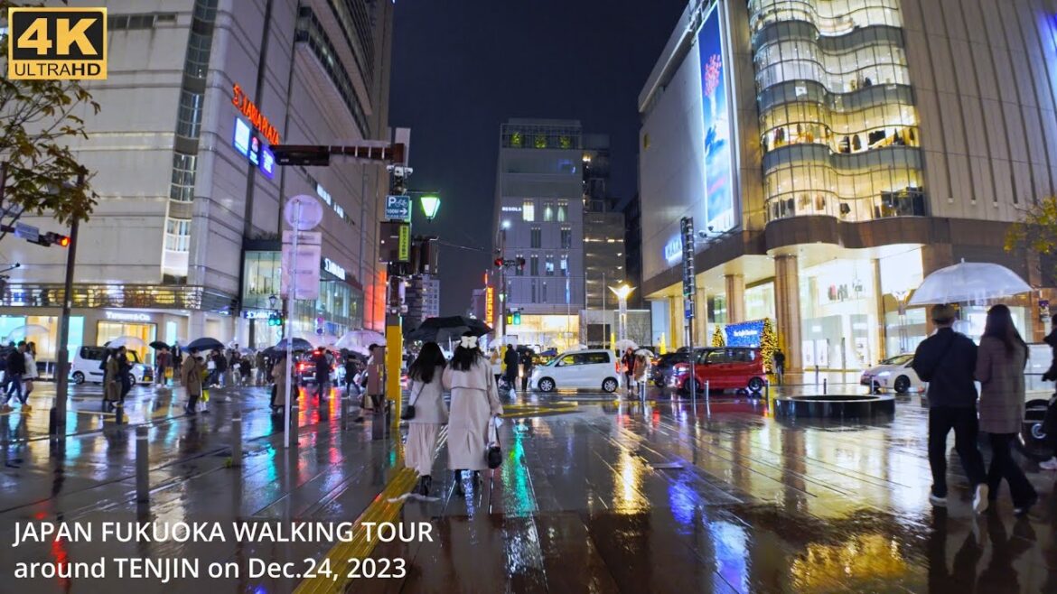 福岡市天神周辺を歩く4k japan walking tour around Tenjin area in Fukuoka city