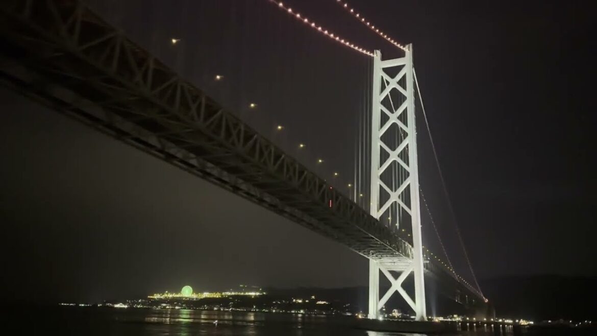 π―π΅ Passing under the Akashi Kaikyo Bridge at night 2023.12.30 π―π΅ Passing under the Akashi Kaikyo Bridge at night 2023.12.30