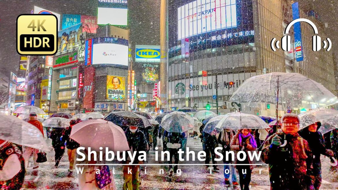 Heavy Snow Warning in Tokyo - Shibuya in the Snow Walking Tour [4K/HDR/Binaural]
