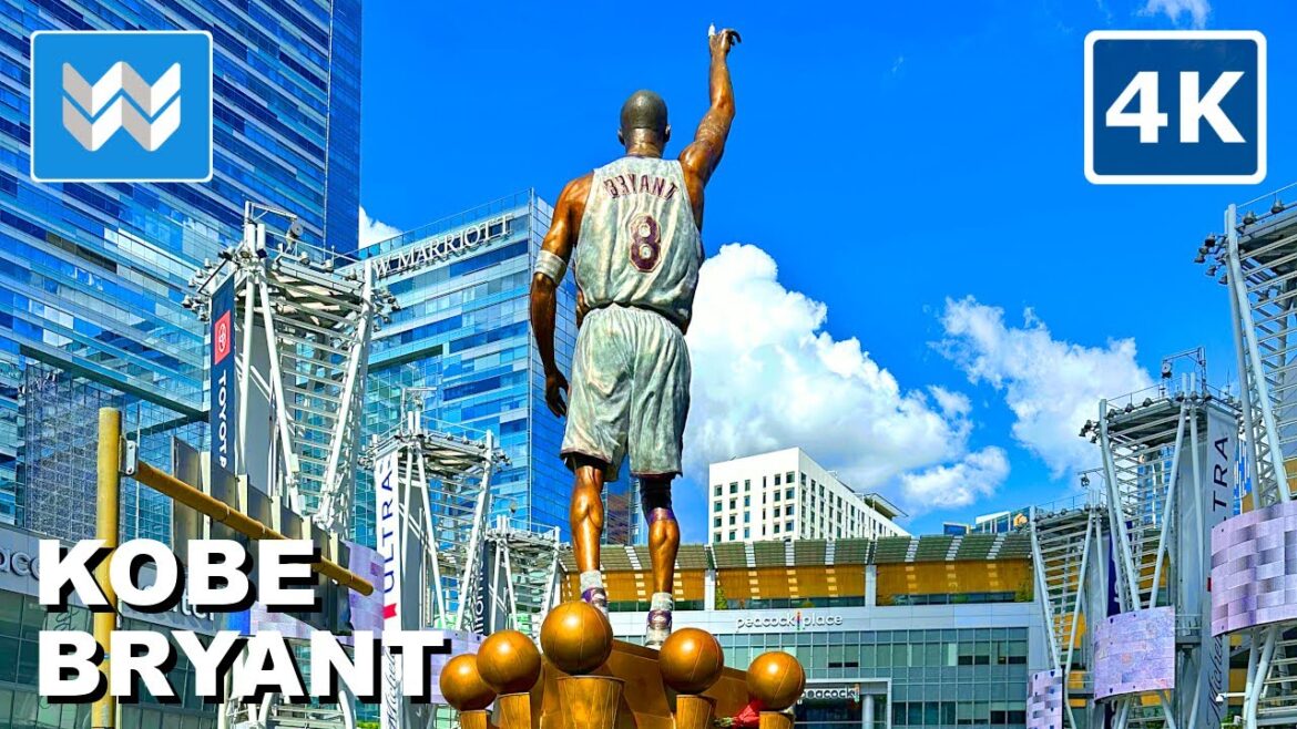 [4K] Kobe Bryant Statue at Crypto Arena (Staples Center) Downtown Los Angeles - Walking Tour