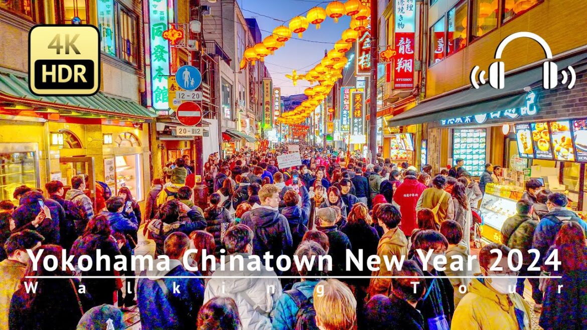 Japan - Yokohama Chinatown New Year 2024 Walking Tour [4K/HDR/Binaural]