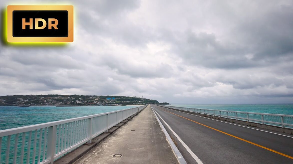 4K HDR🎥JAPAN TRAVEL:Walking🚶‍♂️Okinawa Kouri bridge(Relaxing,Studying,working)2024