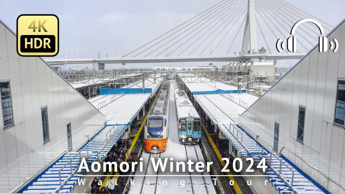 Japan - Aomori Winter 2024 Walking Tour [4K/HDR/Binaural]