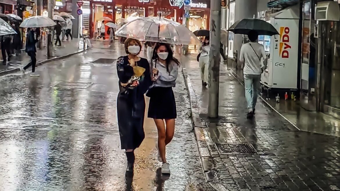 Tokyo's Late Night Unstoppable JOY Even Under Huge downpour Of Rain
