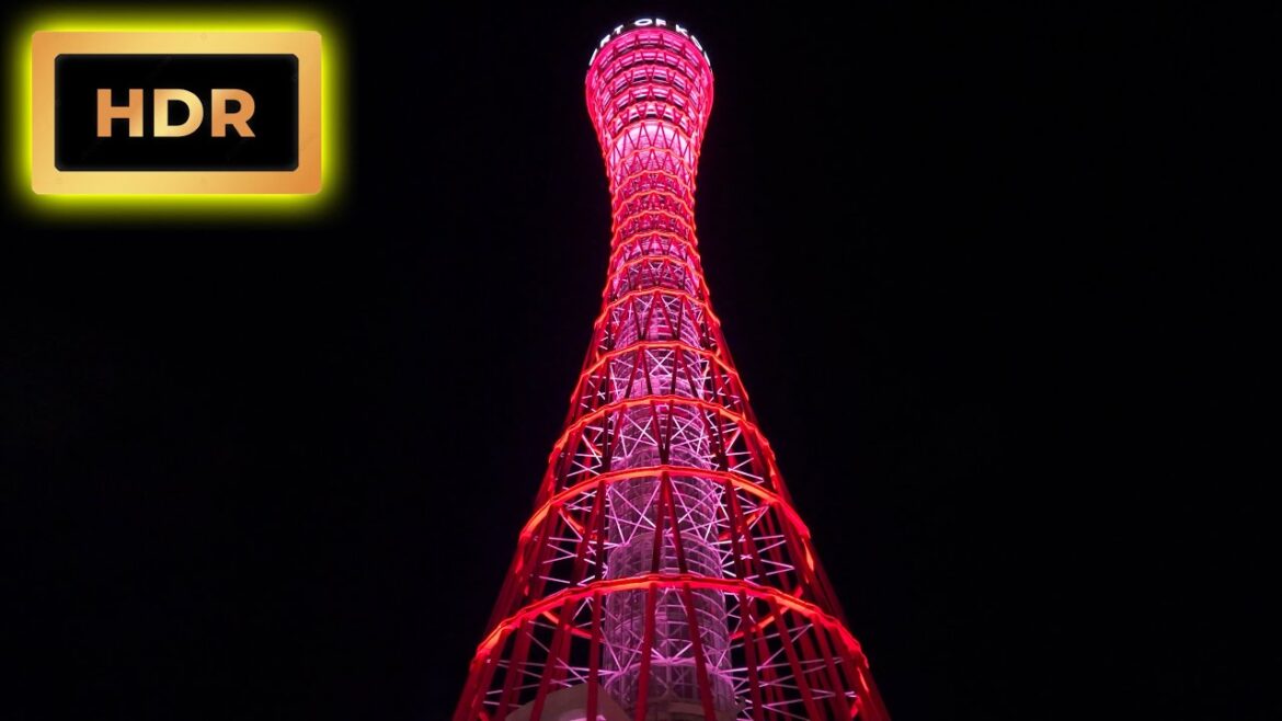 4K HDR🎥JAPAN TRAVEL:Walk🚶‍♂️Kobe Night View in Harborland & Meriken Park 2024