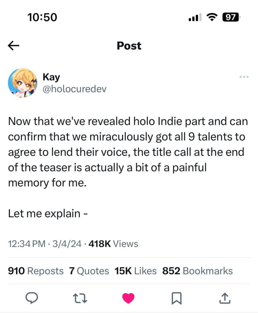 Holocure getting actual ID voices for fan game