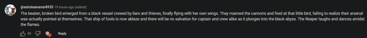 Mori liked this comment on her "Overkill" MV