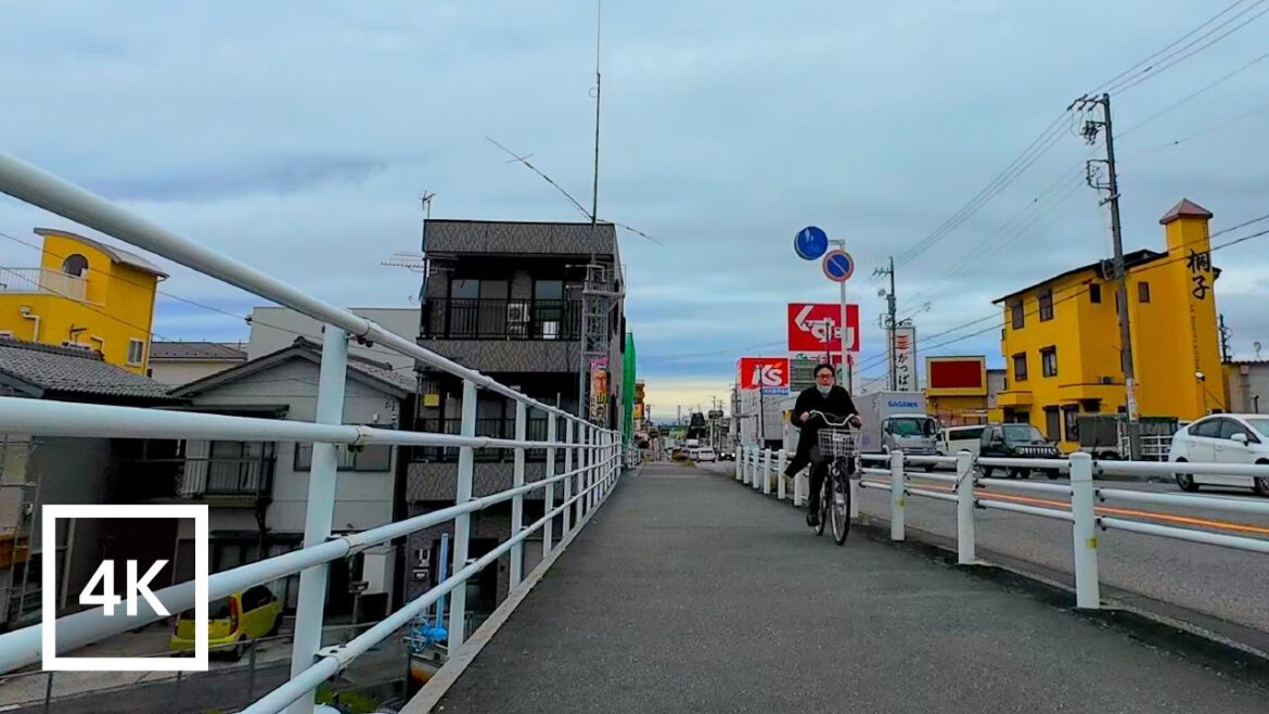 Japan 4K Cycling Tour - From Nagoya to Konomiya - Nagoya Japan street tour [4K/60fps]