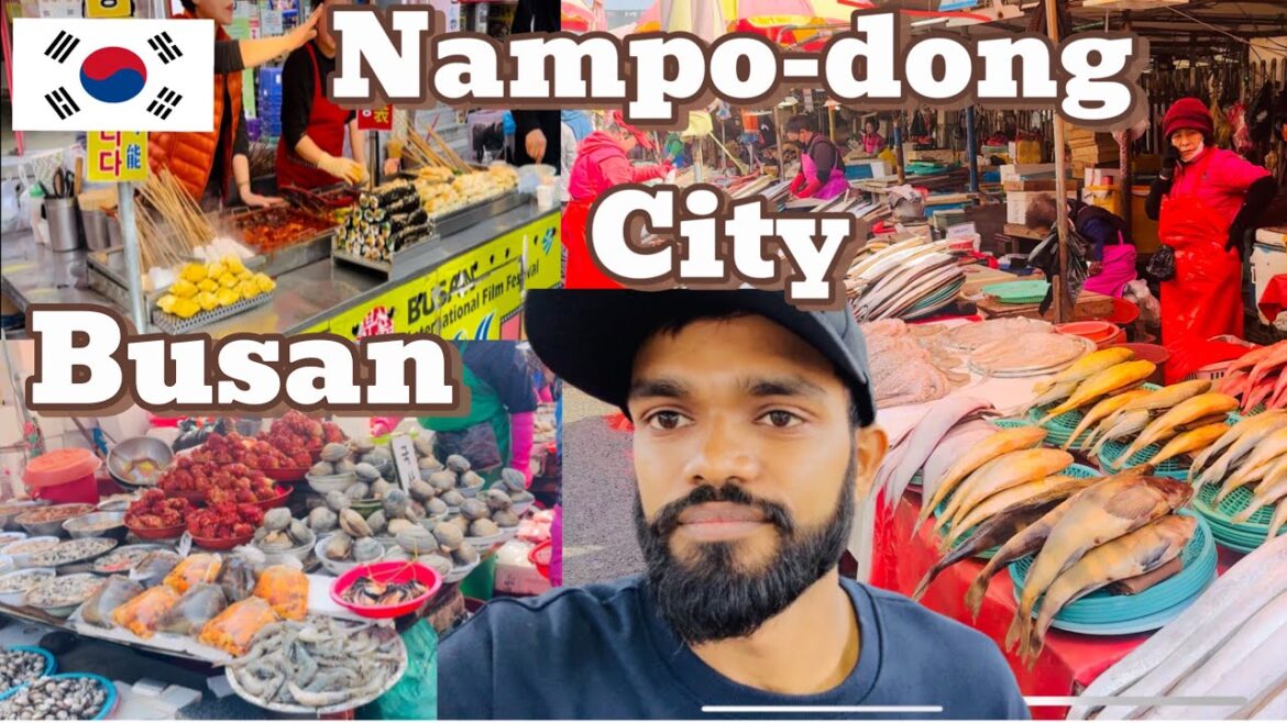 4K LARGEST KOREAN FISH MARKET ,street food, shopping street ,Busan -  nampo-dong  South korea 남포동