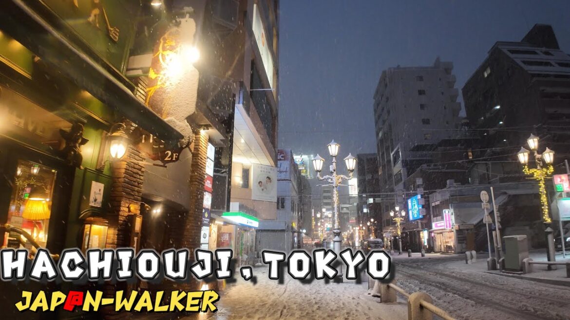 4K-Heavy Snow Hachiouji Tokyo Walking Tour Japan
