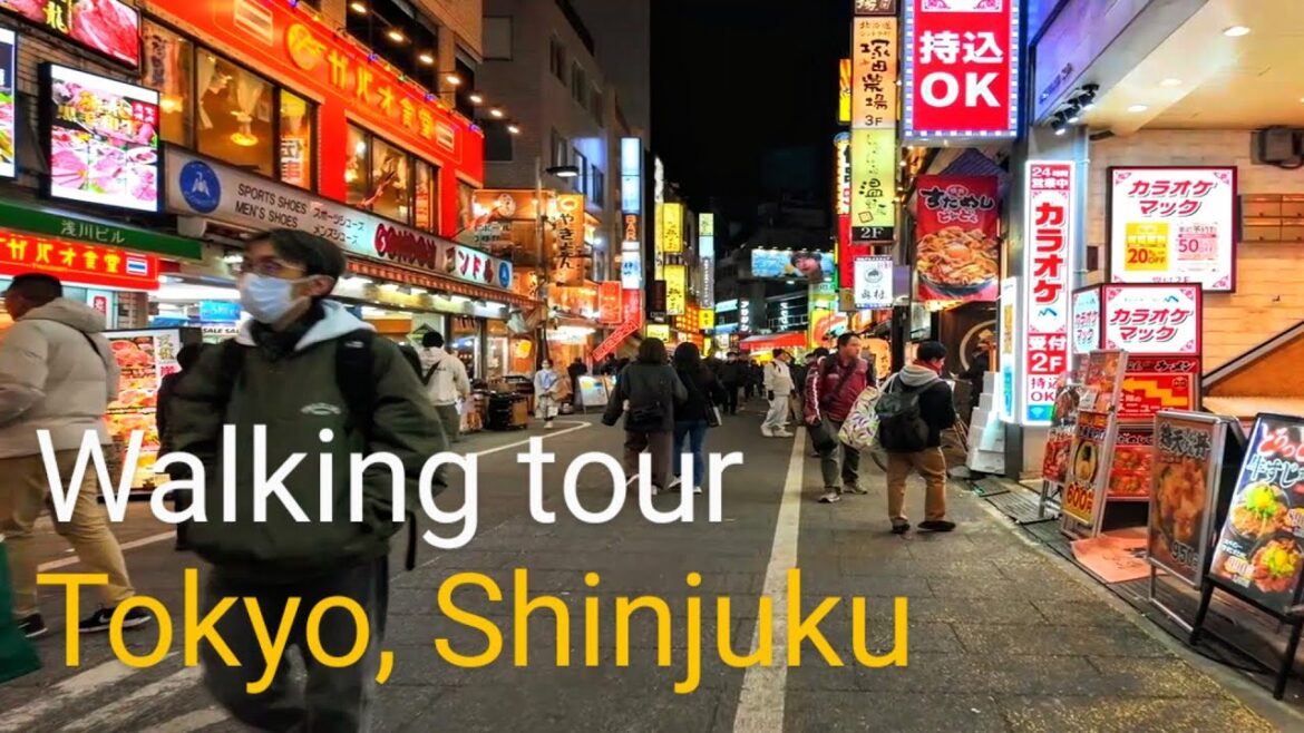 Tokyo Shinjuku night walking tour - 4K