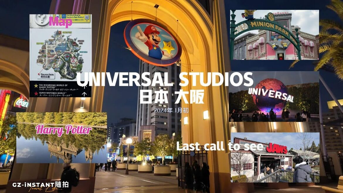 UNIVERSAL STUDIOS 4K OSAKA JAPAN JAWS, MINIONS, HOGWARTS PARK, HARRY POTTER OLLIVANDER SESAME STREET