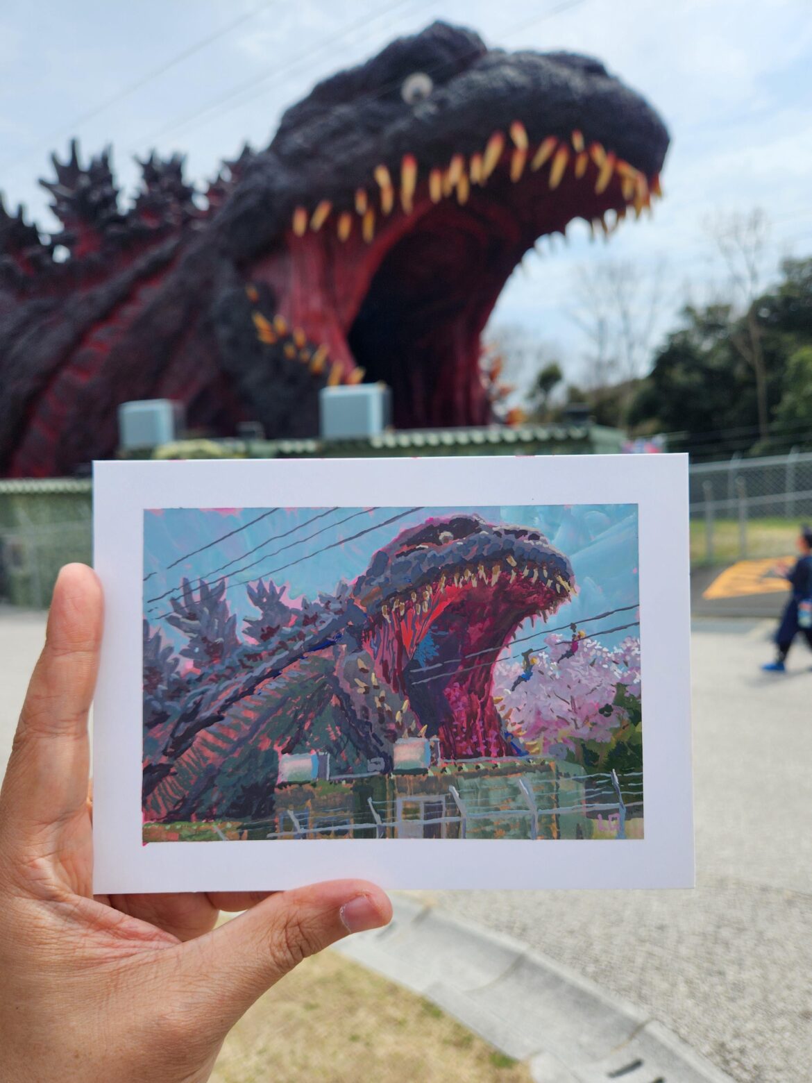 Did a painting of the Godzilla at Awaji Island today.