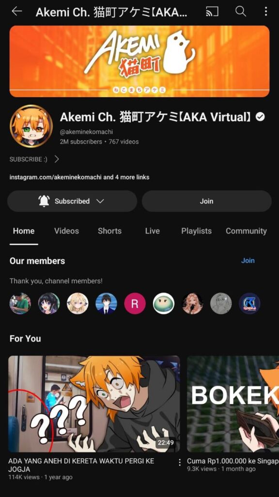 Many people say/think that Kuzuha is current the most subscribed male vtuber but nope, this guy, Akemi Nekomachi, Indonesian Male Vtuber from AKA Virtual is the most subscribed male vtuber ever