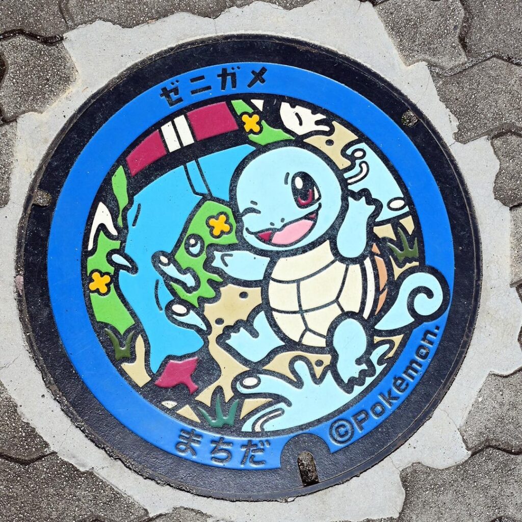 Eight Pokémon manhole covers