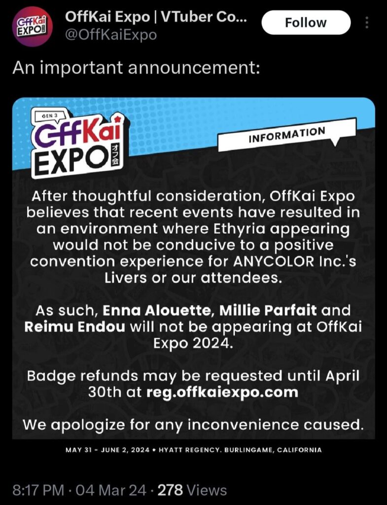 Ethyria will not be appearing at Offkai Expo