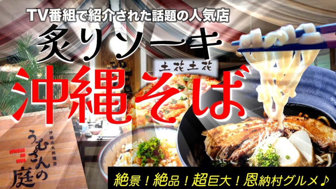 【沖縄そば】TVで話題！恩納村でおススメの人気店「うむさんの庭」絶品炙りソーキそば＆絶景カフェ２選」を紹介！【沖縄グルメVlog】土花土花【沖縄観光】Okinawa travel in Japan /