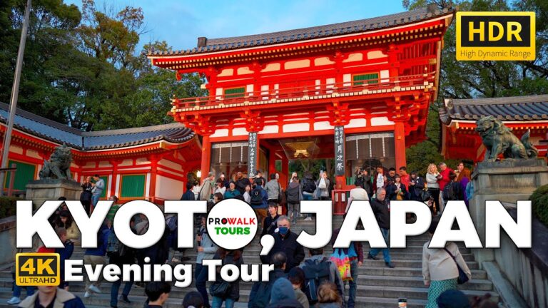 Kyoto, Japan HDR Evening Walking Tour 4K60fps (Binaural Audio:ASMR)