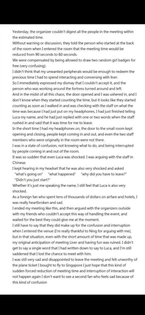 One fan’s unfortunate meet&greet experience