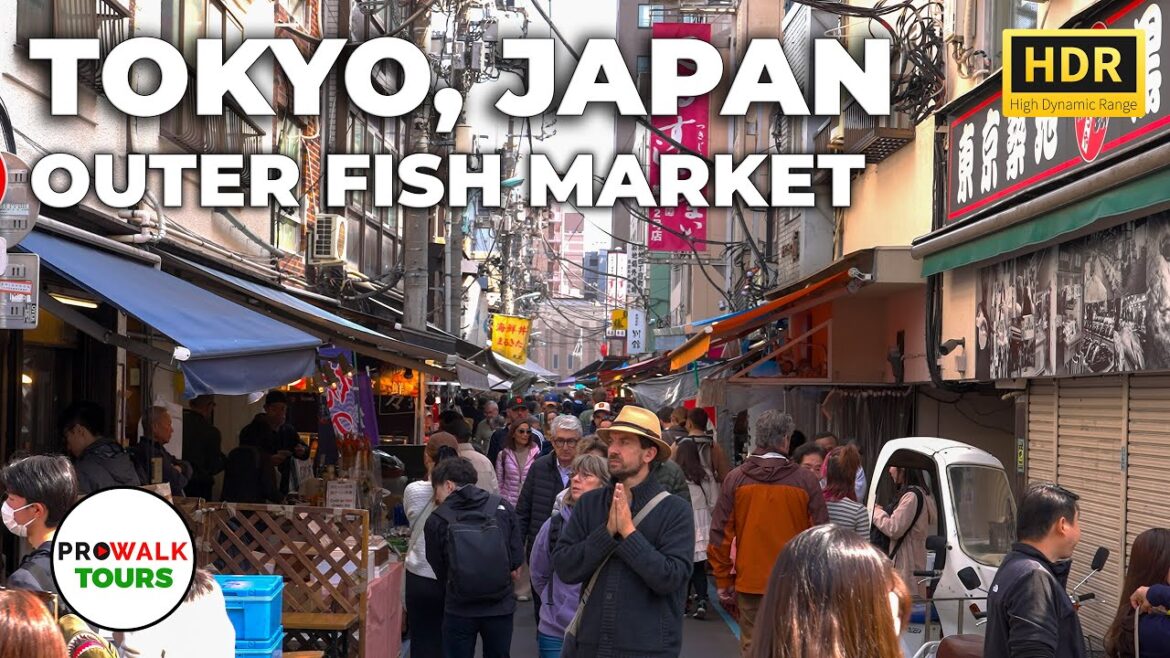 Tsukiji Outer Fisher Market in Tokyo - 4K 60fps HDR Walking Tour with Captions