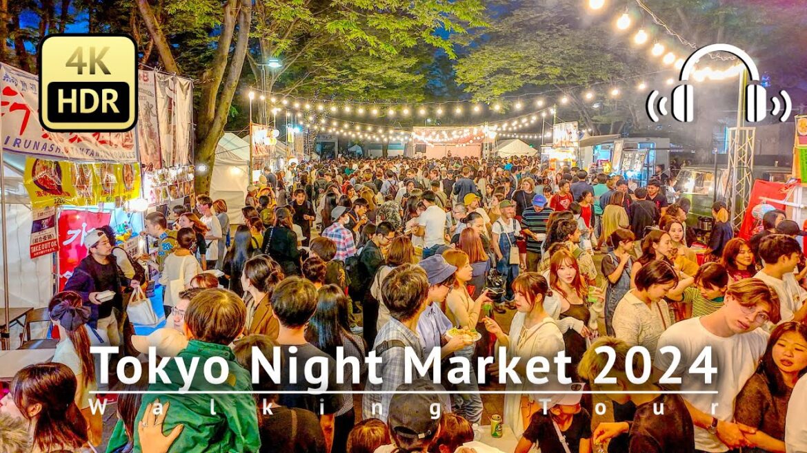 Japan - Tokyo Night Market 2024 Walking Tour starts at Yoyogi Hachiman & Okushibu [4K/HDR/Binaural]