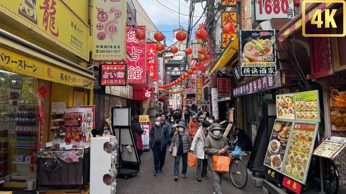 DAY WALK YOKOHAMA STADIUM TO CHINATOWN JAPAN 4K