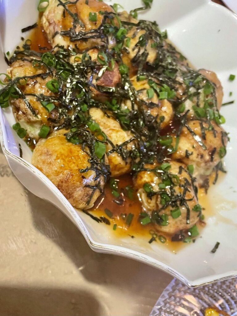 Takoyaki and Agetoomorokoshi (deep fried corn)