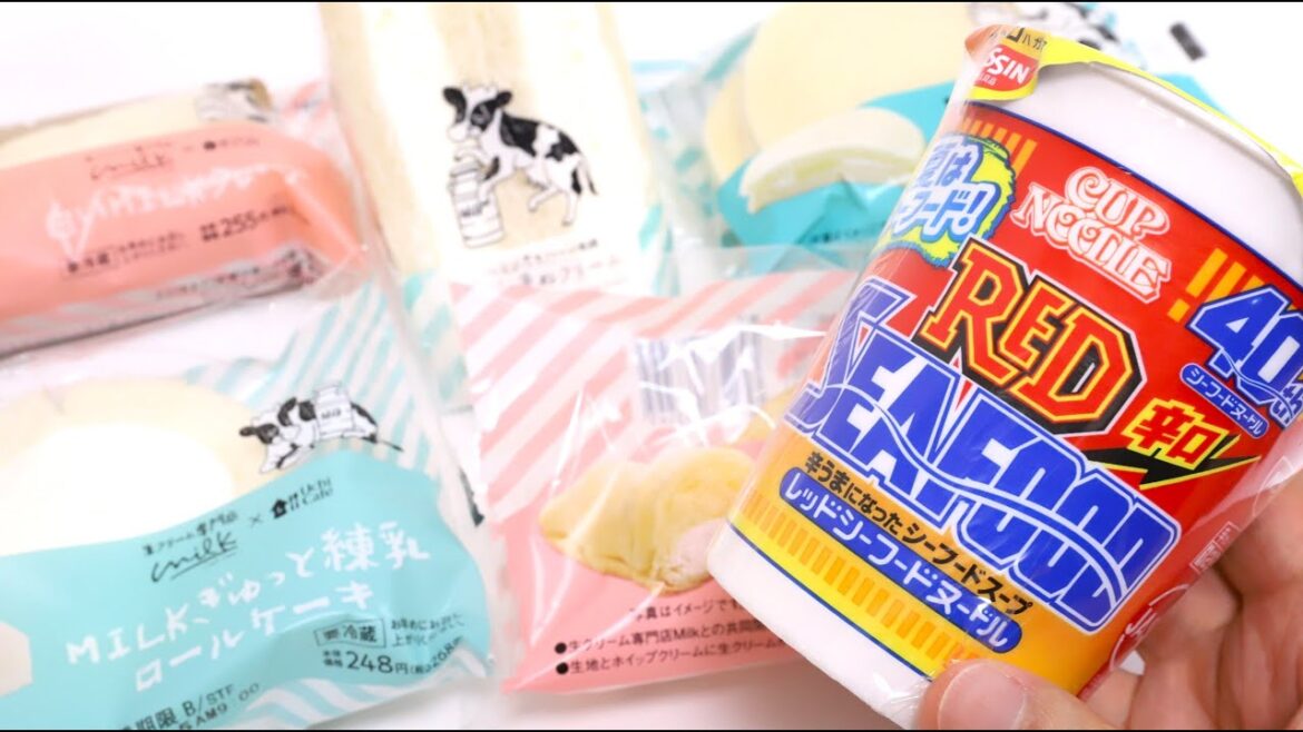 White Milk Cream Sweets and Red Seafood Noodles Weekly Convenience Store Foods Lawson White Milk Cream Sweets and Red Seafood Noodles Weekly Convenience Store Foods Lawson