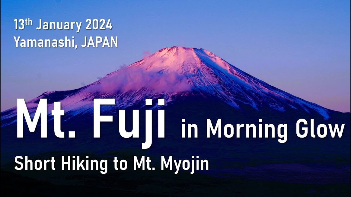 Mt. Fuji in Morning Glow, Short Hiking to Mt, Myojin, Yamanashi, JAPAN, January 2024