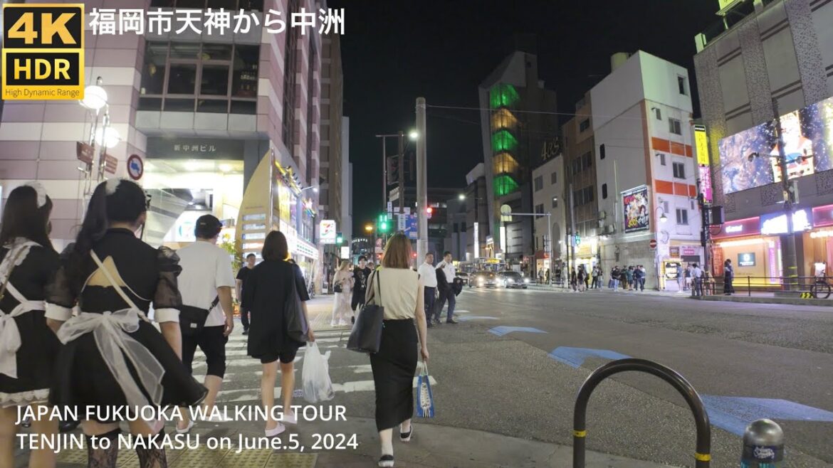 福岡市天神から中洲(7/5)へ歩く4k60p japan walking tour from Tenjin to Nakasu Fukuoka