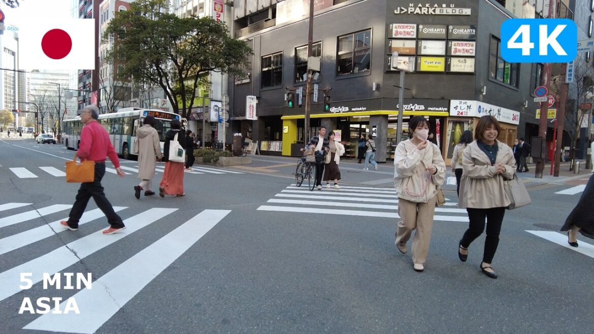 🇯🇵 Japan - Fukuoka: 5 Minutes Walking Tour - 4K