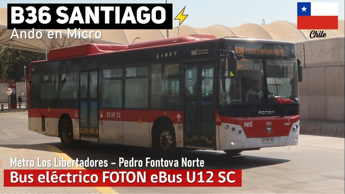 BUS ELECTRICO SANTIAGO B36, viaje en bus Foton U12 SC STHF31 | Ando en Micro