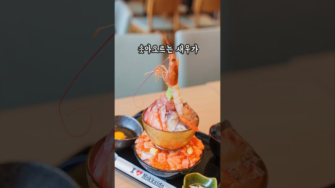 삿포로 여행 건방지게 솟아오른 새우 덮밥