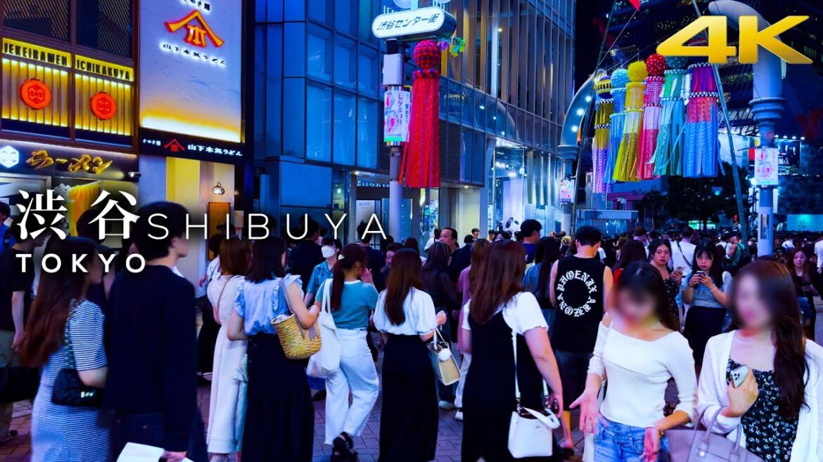 [4K TOKYO WALK] 休日の夜の渋谷を散歩 / Shibuya Night walk 2024 / Scramble crossing [東京散歩]
