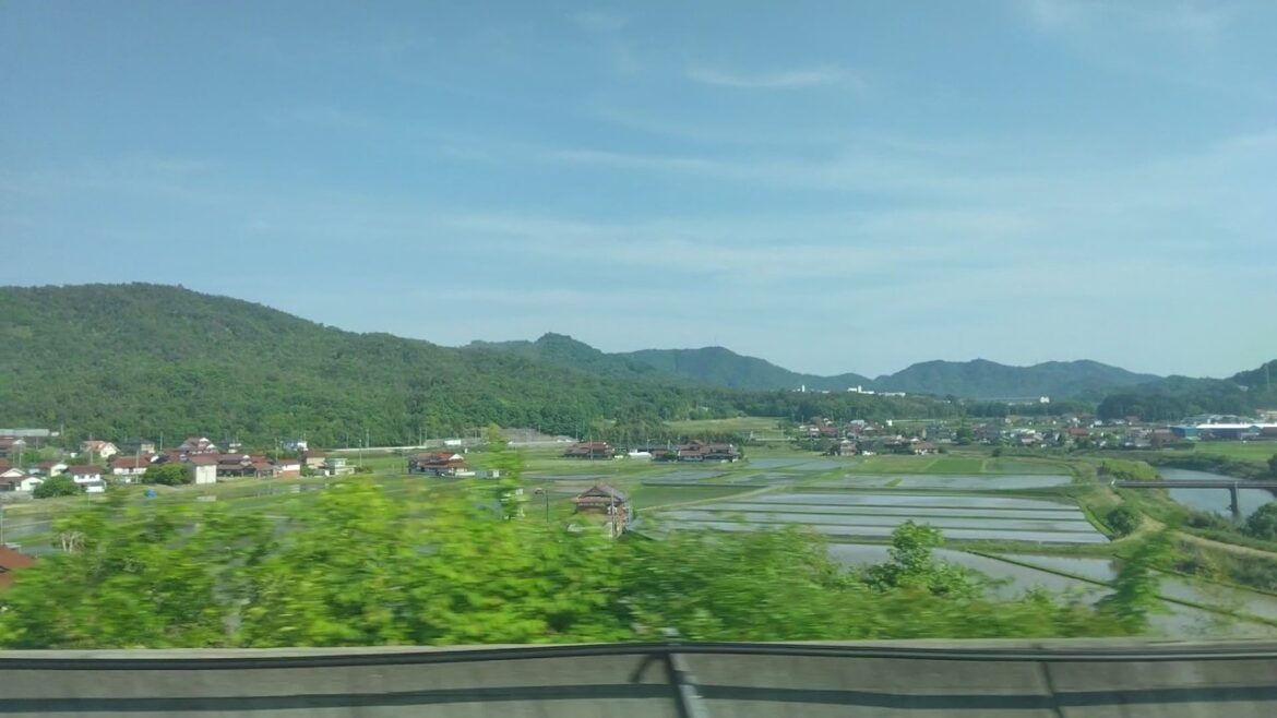 Onboard Kodama Shinkansen arriving at Higashihiroshima Station Onboard Kodama Shinkansen arriving at Higashihiroshima Station