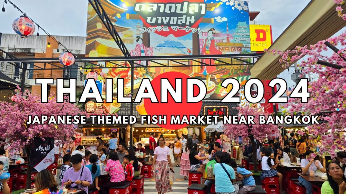 [4K UHD] Walking Bang Saen Japanese Themed Fish Market near Bangkok, Thailand