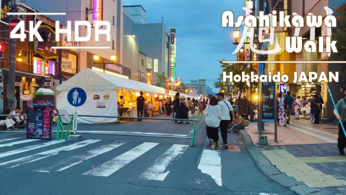 Walk summer night festival on city center in Asahikawa | Hokkaido | Japan | 4K HDR Walk summer night festival on city center in Asahikawa | Hokkaido | Japan | 4K HDR