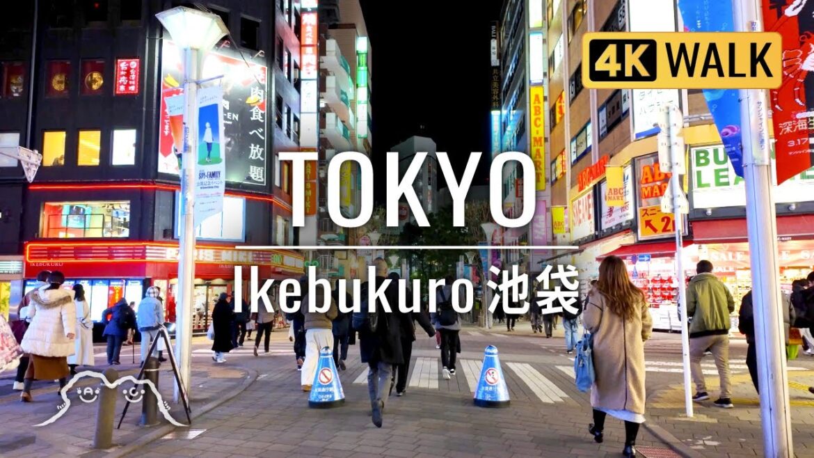 Night Walk in Ikebukuro: Tokyo’s Busy District 池袋・Tokyo, Japan Walking Tour・Ambient City Sound ASMR