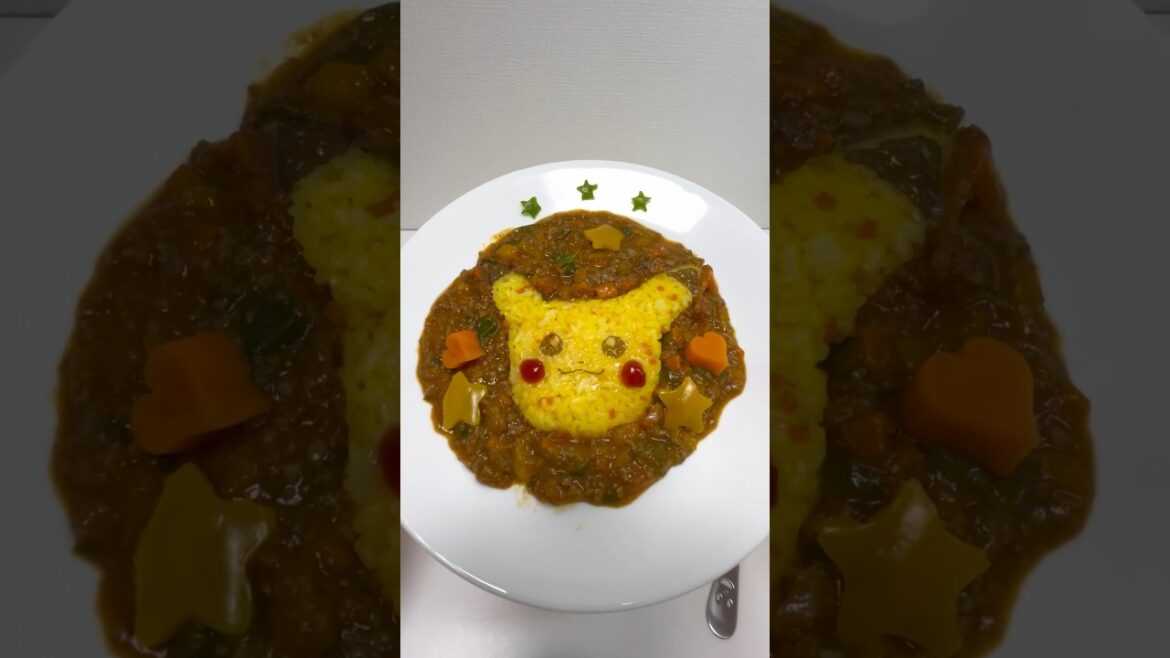 Eating Pikachu Curry! I made it with Pokemon meal kit #shorts