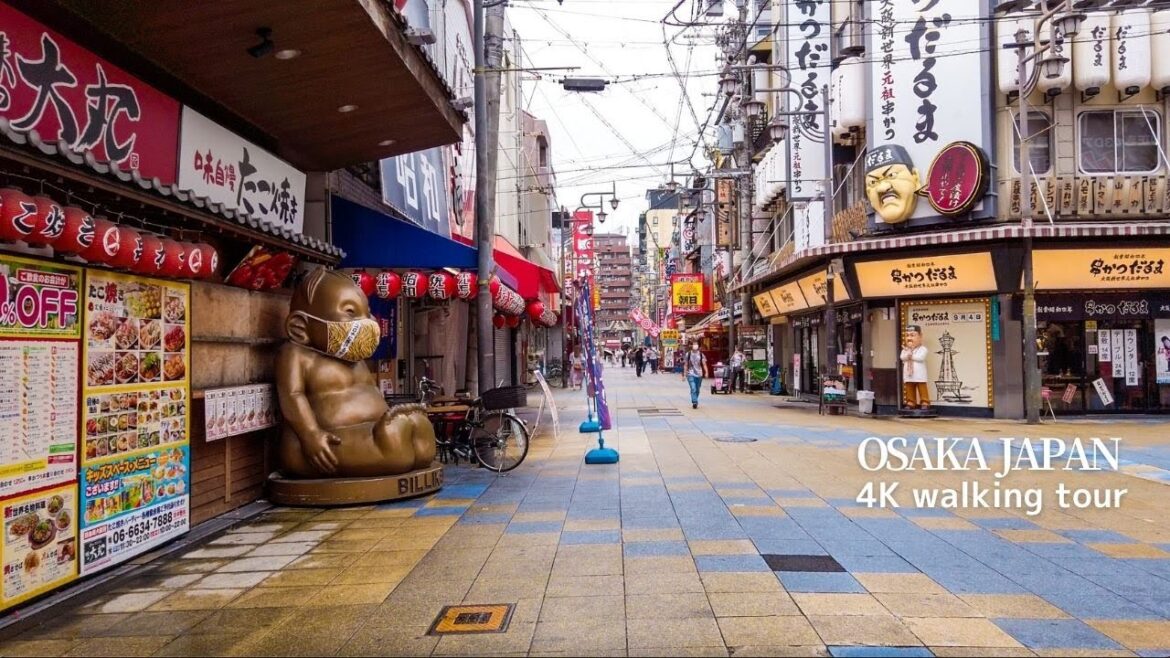 🇯🇵 大阪 新世界の街並み Osaka Streetscape in Shinsekai | 4K