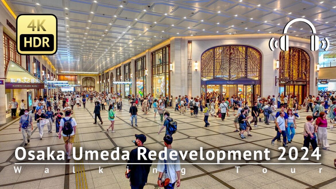 Transforming Osaka Umeda Redevelopment Walking Tour 2024 [4K/HDR/Binaural]
