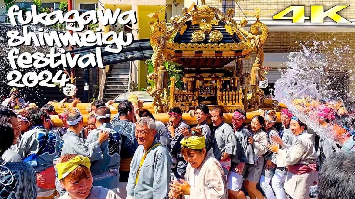 灼熱の本祭り！水で清めて！わっしょい！ 深川神明宮例大祭 宮神輿巡幸 2024 Fukagawa Shinmeigu Festival  千歳３丁目スペシャル！日本の祭り 4K