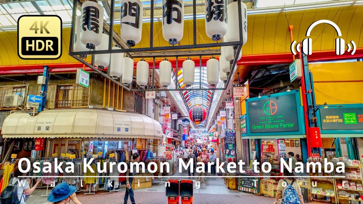 The City of ”Eat till you drop" Osaka Kuromon Market to Namba Walking Tour [4K/HDR/Binaural]