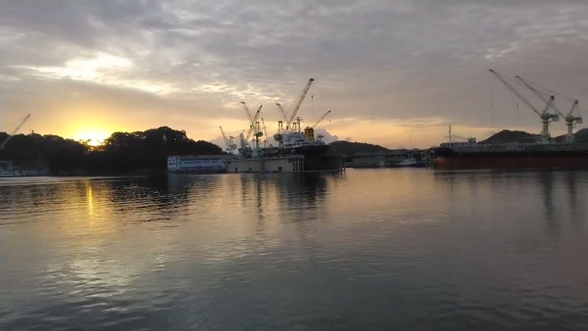 Sunrise over the sea in Onomichi, Japan