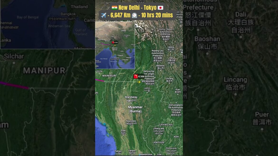 New Delhi to Tokyo - Air India(Boeing 787-8) #aviation #travel #flight #shorts