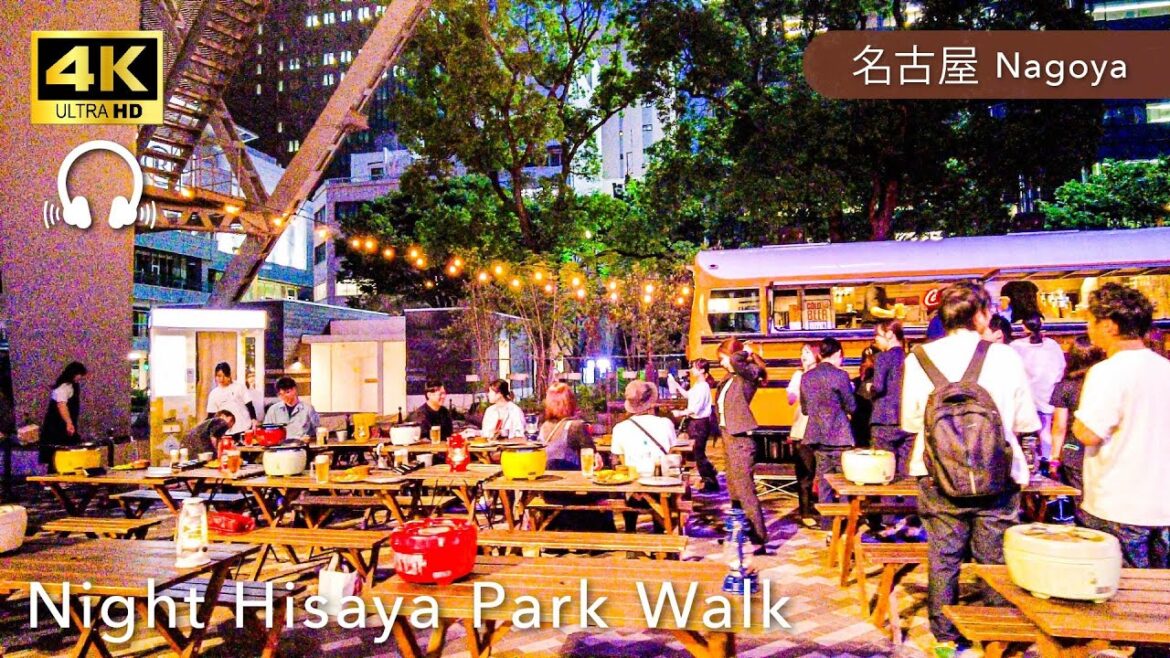 [Nagoya💖] Walk Japan - Walking to Hisaya Odori Park at night ASMR [4K]