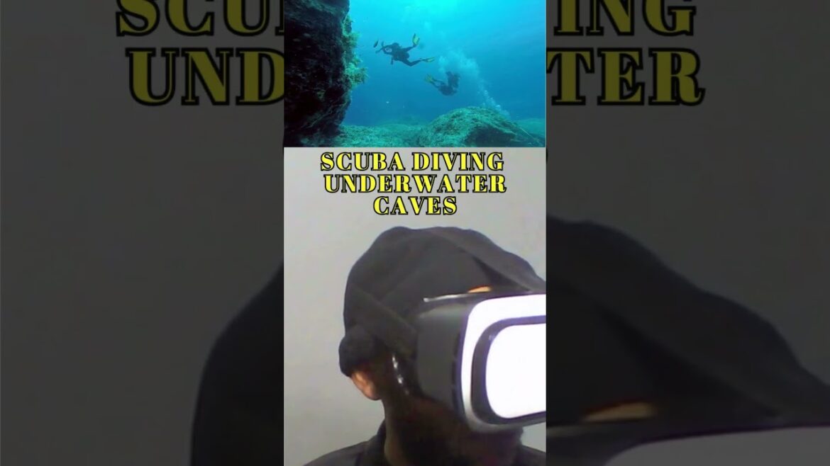 Dangerous Hobby Scuba Diving Underwater Caves with VR Headset Dangerous Hobby Scuba Diving Underwater Caves with VR Headset